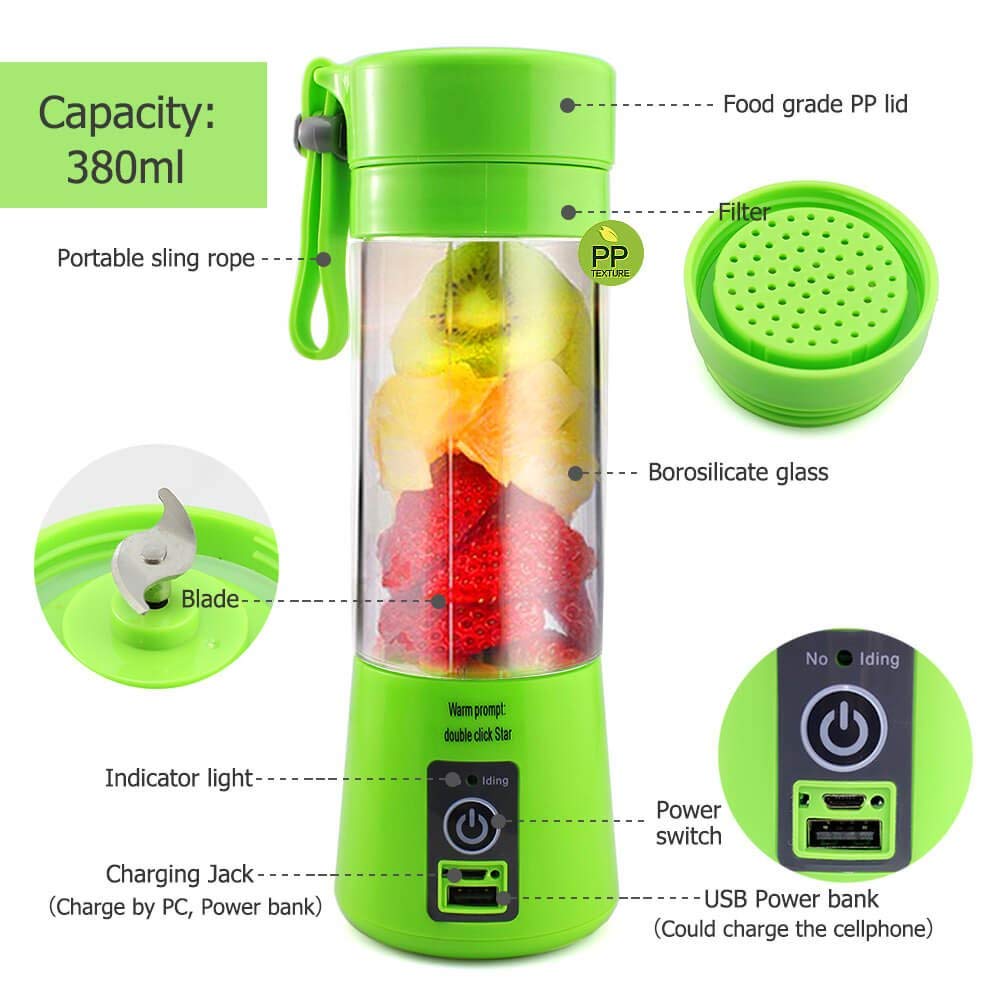 USB Rechargeable, Mini Juicer Smoothie Blender