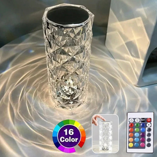 Crystal Lamp Touch Table Bedside Lamps Light Fixture 16 Colors LED Atmosphere