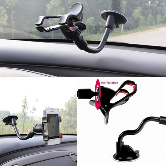 360 Rotating Flexible Car Mount Cell Phone Holder Stand