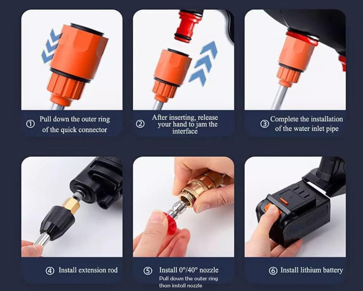 Car Washer High Pressure Gun Rechargeable with 2 Batteries