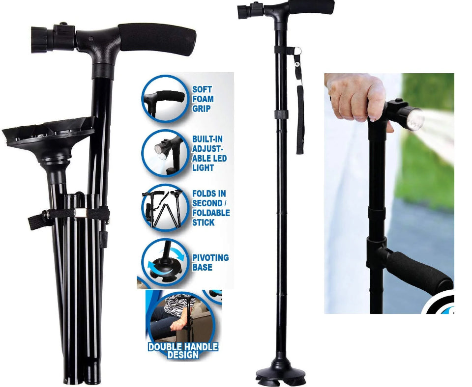 Folding Cane with Built-in LED Light