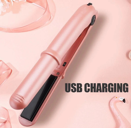 USB Portable Titanium Mini Travel Wireless Hair Straightener & Curler