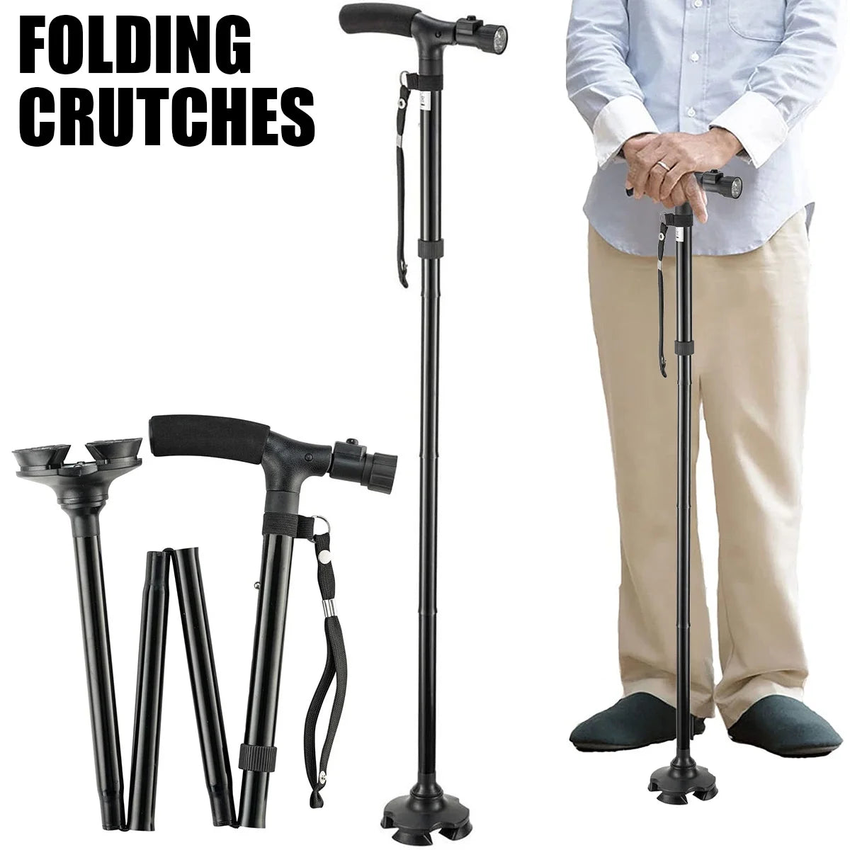 Folding Cane with Built-in LED Light