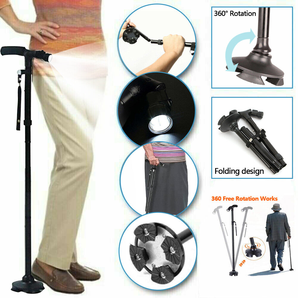Folding Cane with Built-in LED Light
